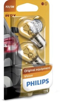 Автолампа Vision P21/5W BAY15d 5 W 21 W прозрачная PHILIPS 12499B2