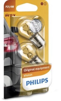 Автолампа Vision P21/4W BAZ15d 4 W 21 W прозрачная PHILIPS 12594B2