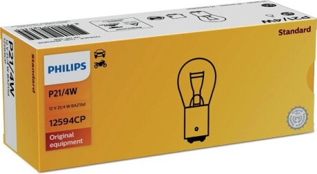 Лампа розжарювання P21/4W12V 21/4W BAZ15d PHILIPS 12594CP