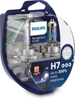 Лампа розжарювання H7 RacingVision GT200 +200 12V 55W PX26d (комплект) PHILIPS 12972RGTS2