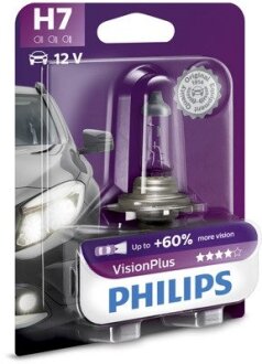 Автолампа H7 12V 55W PX26d VisionPlus +60% (1 шт. в блістері) PHILIPS 12972VPB1 (фото 1)