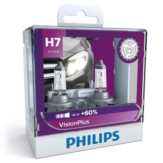 Автолампа H7 VisionPlus 12V 55W PX26d (2 шт. в блістері) PHILIPS 12972VPS2