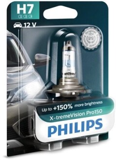 Лампа розжарювання H7 X-tremeVision Pro150 +150 12V 55W PX26d PHILIPS 12972XVPB1