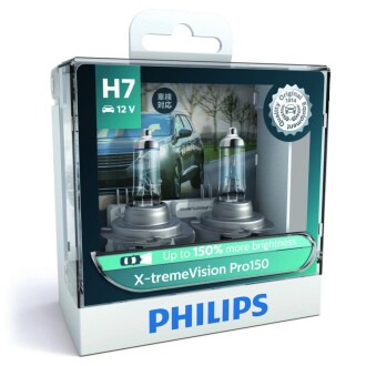 Лампа розжарювання H7 X-tremeVision Pro150 +150 12V 55W PX26d (комплект) PHILIPS 12972XVPS2