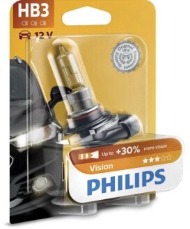 Лампа розжарювання HB3 12V 60W P20d Vision +30 1шт blister PHILIPS 9005PRB1