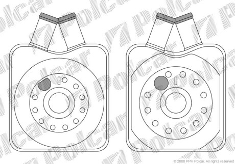 Радiатор масляний VAG A3/A4/A6/Golf/Bora 83-/T4/LT 2.5TDI/Crafter 88-136PS Polcar 1303L8-1 (фото 1)