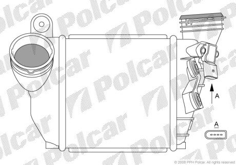 Радiатор iнтеркулера VW Golf/Bora/Skoda Octavia/Seat Leon 1.9TDI 00-10 Polcar 1323J8-5