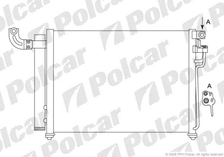 Радiатор кондицiонера Kia Rio 1.5D 03.05- Polcar 4117K8C2