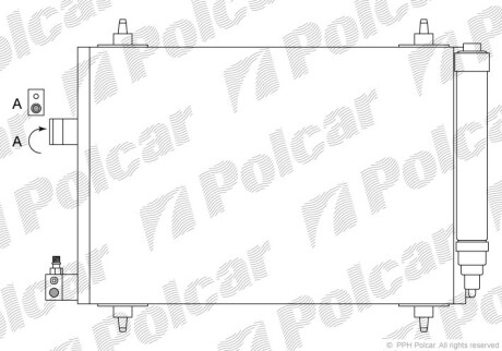 Радіатор кондиціонера Peugeot 407 1.6HDI 04- Polcar 5748K8C1