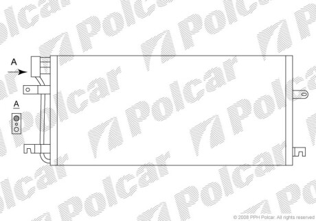 Радиатор кондиционера 2.5TDI 10V, 2.5MPI 10V, 1.9TD 8V VW T4 90-03 Polcar 9566K8C2