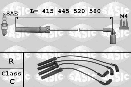 Дріт запалювання CHEVROLET, DAEWOO 1.6 (компл.) SASIC 9286003