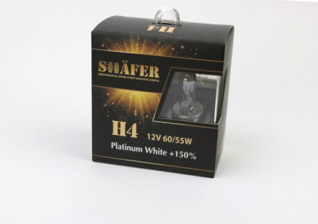 Лампа 12V H4 60/55W P43t PLATINUM WHITE +50% Box2шт SHAFER SL3004P