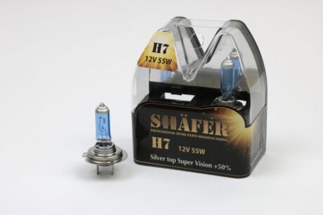 Лампа 12V H7 55W PX26d SUPER VISION ULTRA +50% Box2шт SHAFER SL3007S