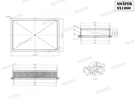 Фільтр повітряний VW Sharan, Galaxy, Alhambra, 1.9-2.8, 00- (з передфільтром) SHAFER SX1000