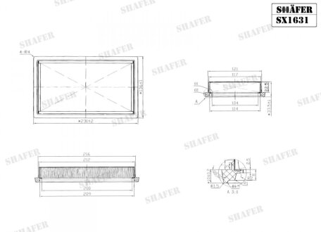 Фільтр повітряний Nissan Note, Cube, Nv200, Tiida, Mikra K11, K12, QashQai, Infinity Q50 1.6-3.7 (02-), (у металевому корпусі з червоним папером нульового опору) SHAFER SX1631