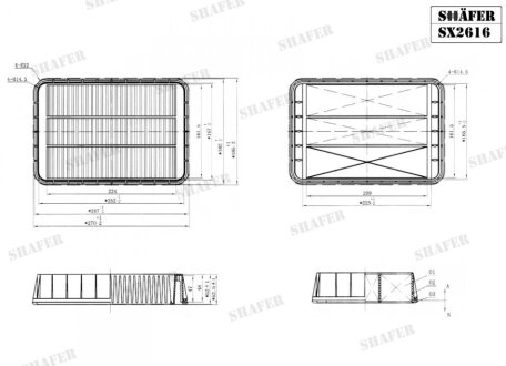 Фільтр повітряний Mitsubishi Lancer X, Outlander XL, ASX, C-Crosser, 4007, 06- SHAFER SX2616