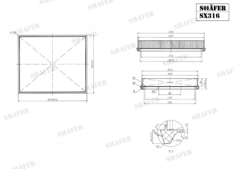 Фiльтр повiтряний Daewoo Espero, Nexia /Opel Kadett E SHAFER SX316