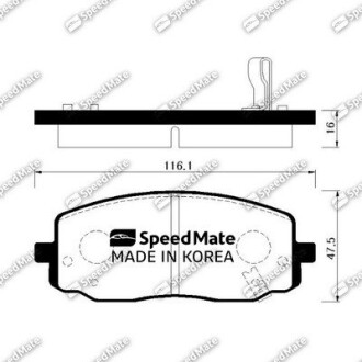 Колодки гальмівні дискові (F) KIA PICANTO, HYUNDAI i10 (SPEEDMATE, Korea) SK SPEEDMATE SM-BPK027