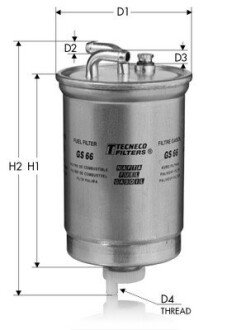 Фильтр топливный VAG Diesel (две трубки)) Tecneco GS66