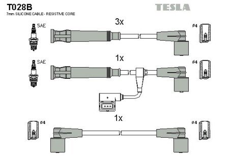 Дроти високовольтні, комплект Bmw 3 (E36) TESLA BLATNA TESLA BLATNA, Чехія T028B