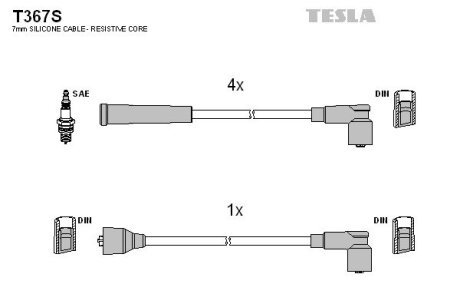 Провод высоковольтный ЗАЗ 1102 дв. 1.1, 1.2, к-т, силикон TESLA BLATNA, Чехія T367S