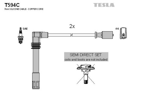 Проволока высоковольтная, комплект Audi A4 avant 1.8 (96-01),Audi Cabriolet 1.8 (97-00) TESLA BLATNA TESLA BLATNA, Чехія T594C