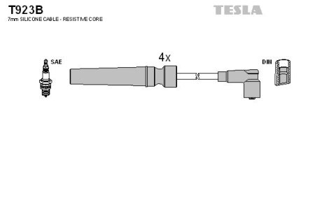 Провід свічкові Лачетти 1,6 (силікон) Tesla TESLA BLATNA, Чехія T923B