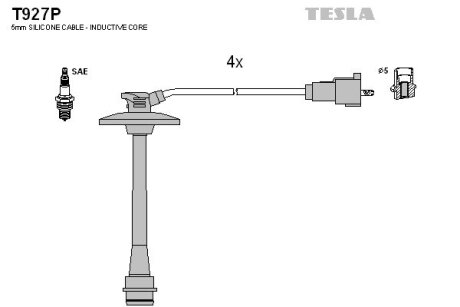 Проволока высоковольтная, комплект Toyota Solara 2.2 (00-02),Toyota Solara 2.2 (98-01) TESLA BLATNA TESLA BLATNA, Чехія T927P (фото 1)