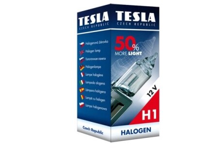 Лампа галогенна H1 12V 55W P14,5s +50% Premium Tesla TESLA BLATNA, Чехія B30101