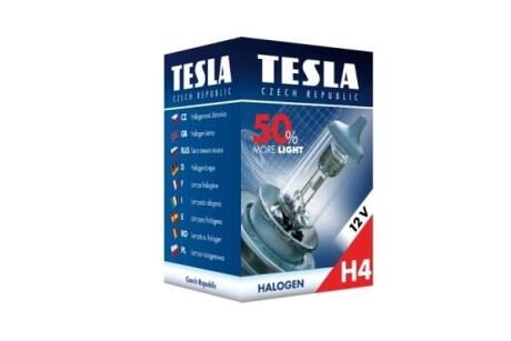 Лампа H4 12В 60/55Вт P43t, +50% света TESLA BLATNA, Чехія B30401