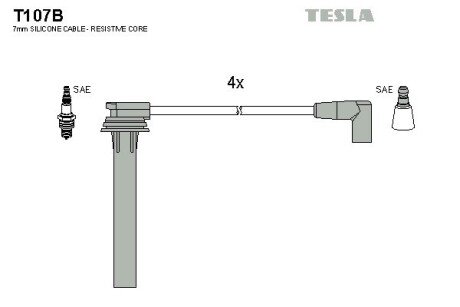 Провода В/В Chrysler Neon 1.8/2.0 i 16V 05.94- Voyager 2.0/2.4i 01.95- TESLA BLATNA, Чехія T107B