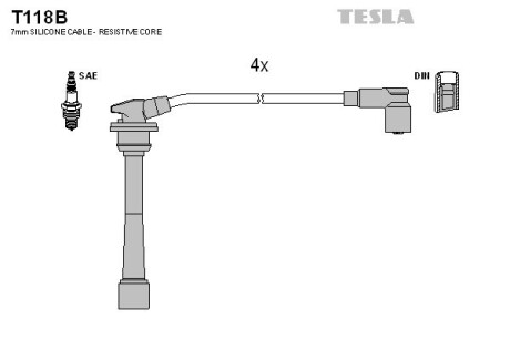 Дроти високовольтні, комплект Kia Ceed 2.0 (06-12),Kia Ceed sw 2.0 (07-12) TESLA BLATNA TESLA BLATNA, Чехія T118B