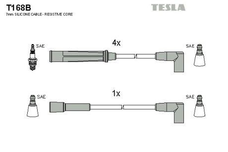 Провод высоковольтный Opel Astra-F, Kadette-E, Vectra-A, к-т TESLA BLATNA, Чехія T168B