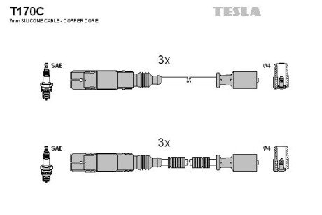 Дроти високовольтні, комплект Smart Fortwo 0.7 (04-07),Smart Fortwo cabrio 0.7 (04-07) TESLA BLATNA TESLA BLATNA, Чехія T170C