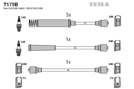 Провод высоковольтный OPEL OMEGA, FRONTERA 1.8, 2.0, к-т TESLA BLATNA, Чехія T179B