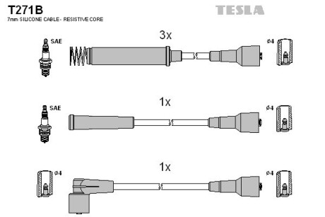 Провод высоковольтный OPEL KADETT, VECTRA 1.8, 2.0, к-т TESLA BLATNA, Чехія T271B