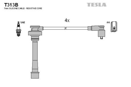 К-кт високовольтних проводів Chery Tiggo 2.4 05-08 TESLA BLATNA, Чехія T313B