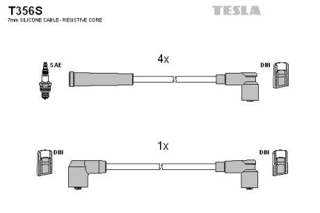 Провод высоковольтный ВАЗ 2108-10 карб. к-т, силикон TESLA BLATNA, Чехія T356S