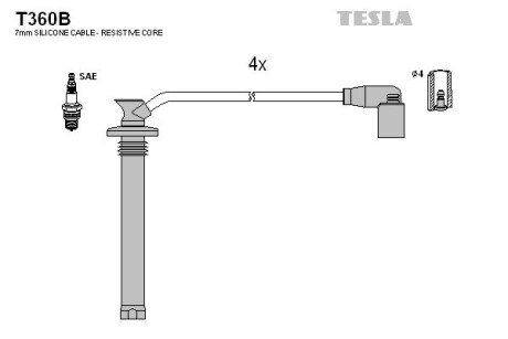 Дроти високовольтні, комплект Chery Amulet 1.5 (08-10),Chery Bonus 1.5 (06-) TESLA BLATNA TESLA BLATNA, Чехія T360B