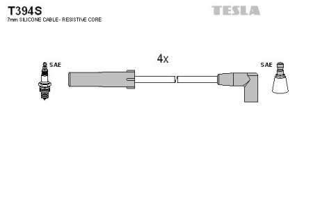 Дроти високовольтні 21214 інж моновприск (силікон) Tesla TESLA BLATNA, Чехія T394S