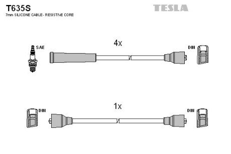 Дроти високовольтні 412/ 2140 (силікон) Tesla TESLA BLATNA, Чехія T635S