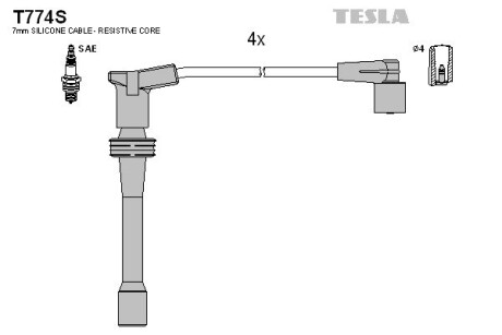 Провод высоковольтный ВАЗ 2110-12 инж. 16 кл. дв. 1,5, к-т, силикон TESLA BLATNA, Чехія T774S