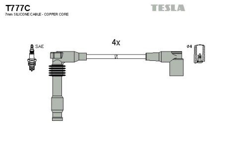 Провода свечные Лачетты 1,8 (силикон) Tesla TESLA BLATNA, Чехія T777C