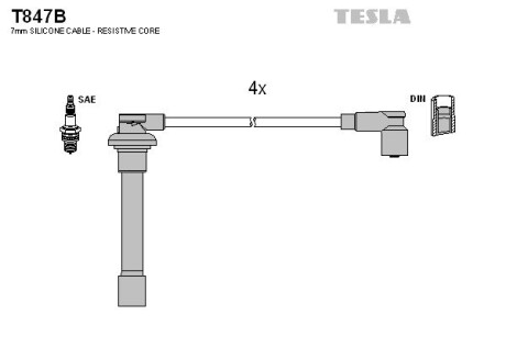 Провод высоковольтный Honda, к-т TESLA BLATNA, Чехія T847B