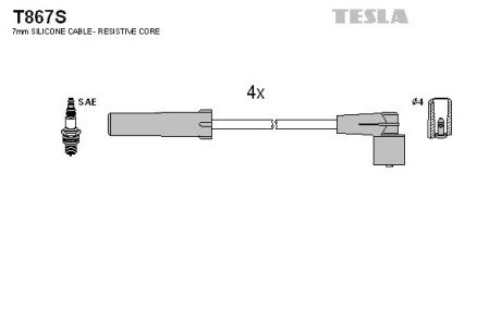 Провод высоковольтный ВАЗ 2120, 21214, 2123 1.7i к-т, силикон TESLA BLATNA, Чехія T867S