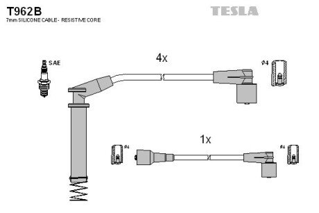 Провода в/в Opel 1.2-1.6 Corsa/Vectra TESLA BLATNA, Чехія T962B