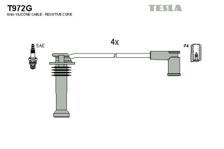 Провод высоковольтный FORD, MAZDA C-MAX, FIESTA, FOCUS, FUSION, MONDEO 1.2,1.4,1.6, к-т TESLA BLATNA, Чехія T972G