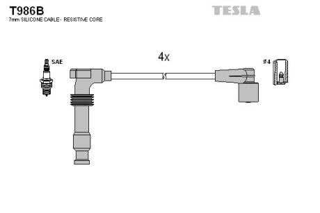 К-кт проводiв Chevrolett Lacetti/Opel Omega B (mot.C18XE/X18XE/X20XEV) TESLA BLATNA, Чехія T986B