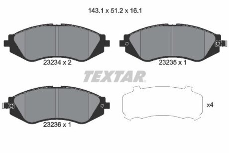 Комплект гальмівних колодок TEXTAR 2323401