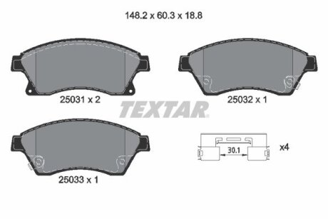 Комплект гальмівних колодок TEXTAR 2503101